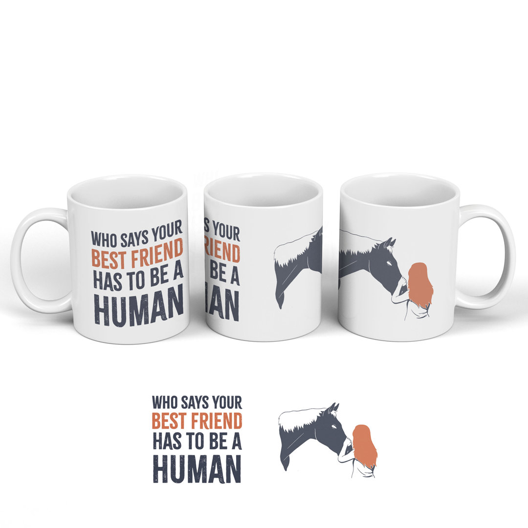 Horse Best Friend Humorous Hobby Typography Ceramic Classic Mug - Image 2