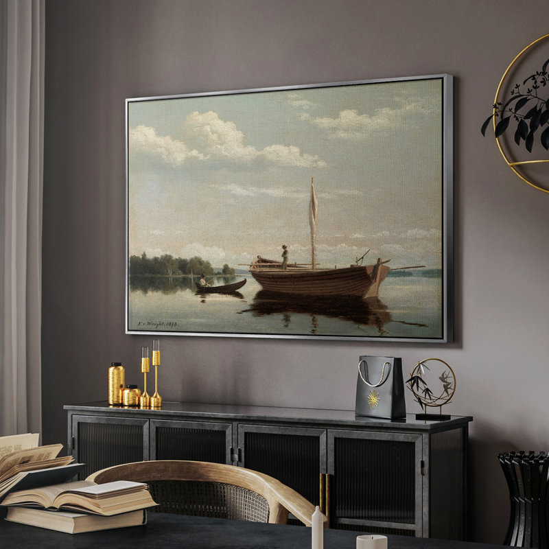 Impression nautique rétro - Cxxix, H 17 po x l 25 po x P 2 po, Toile argentée avec cadre flottant