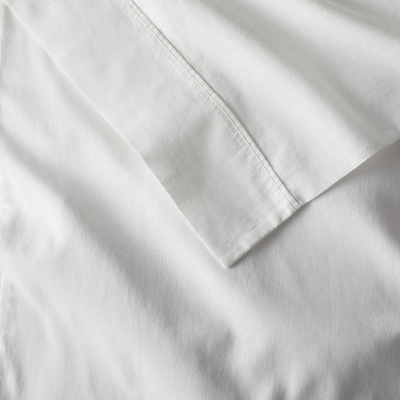 Jeffen Linen Blend Sheet Set, White, King Sheet Set + 1 Fitted Sheet + 2 Pillowcases