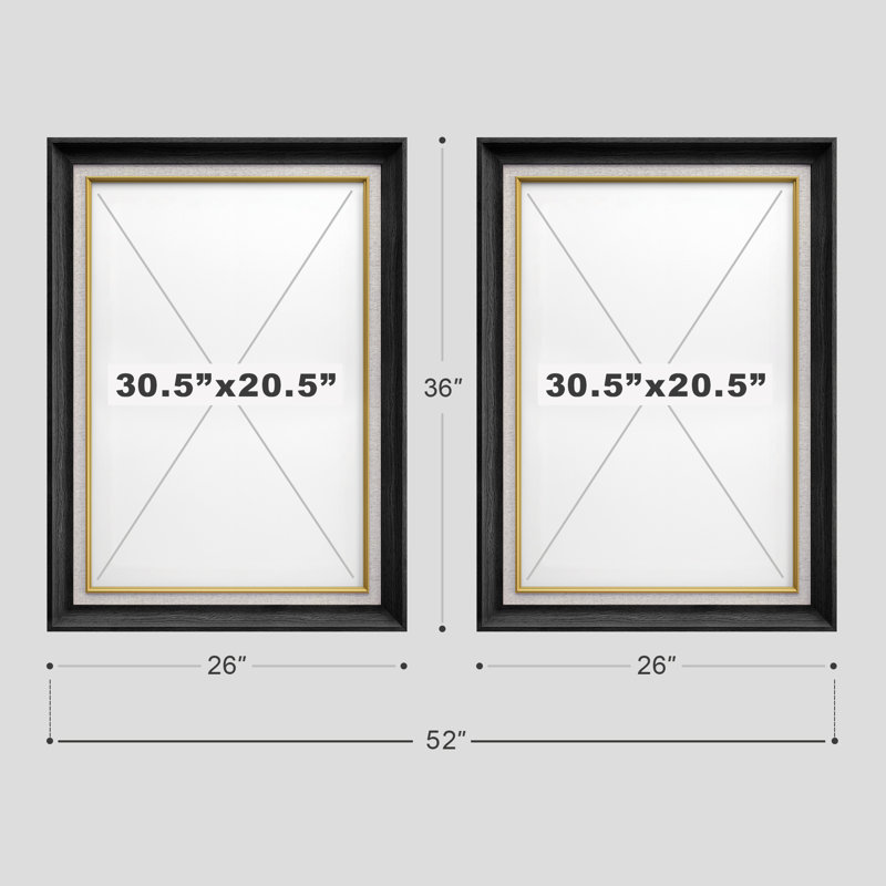 «Abstract Soft Glow Earth Tone Atmosphere», ensemble de 2 reproductions d'art encadrées de qualité supérieure sur papier 26 po x 36 po