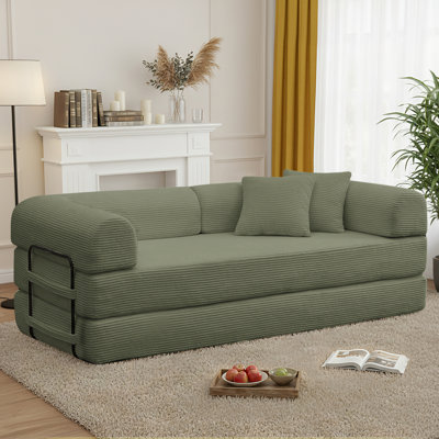 78" Convertible Sofa Futon Sofa Queen Floor Sofa Bed With 2 Pillows - No Assembly Required by Hokku Designs