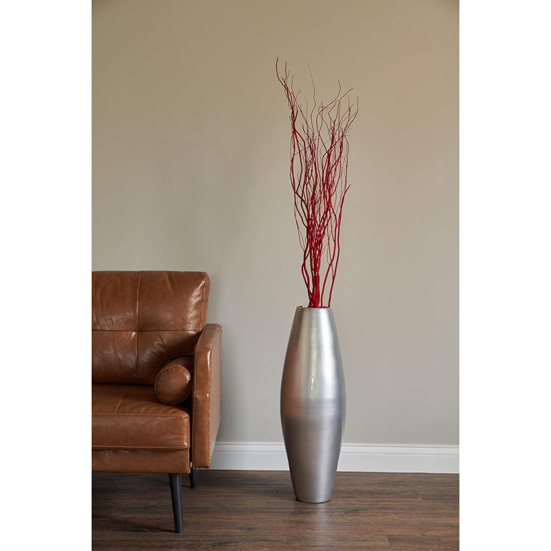 Vase de plancher en bambou Kolo, Argent, H 47 po x l 13 po x P 13 po