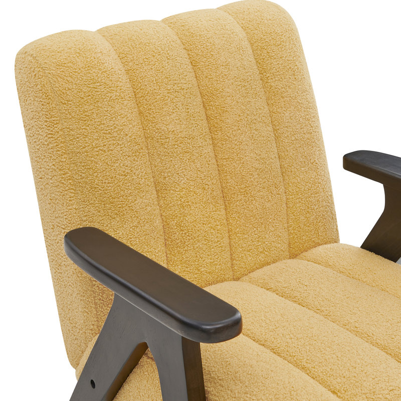 Chaise longue jaune avec structure d'appoint en bois massif, Jaune