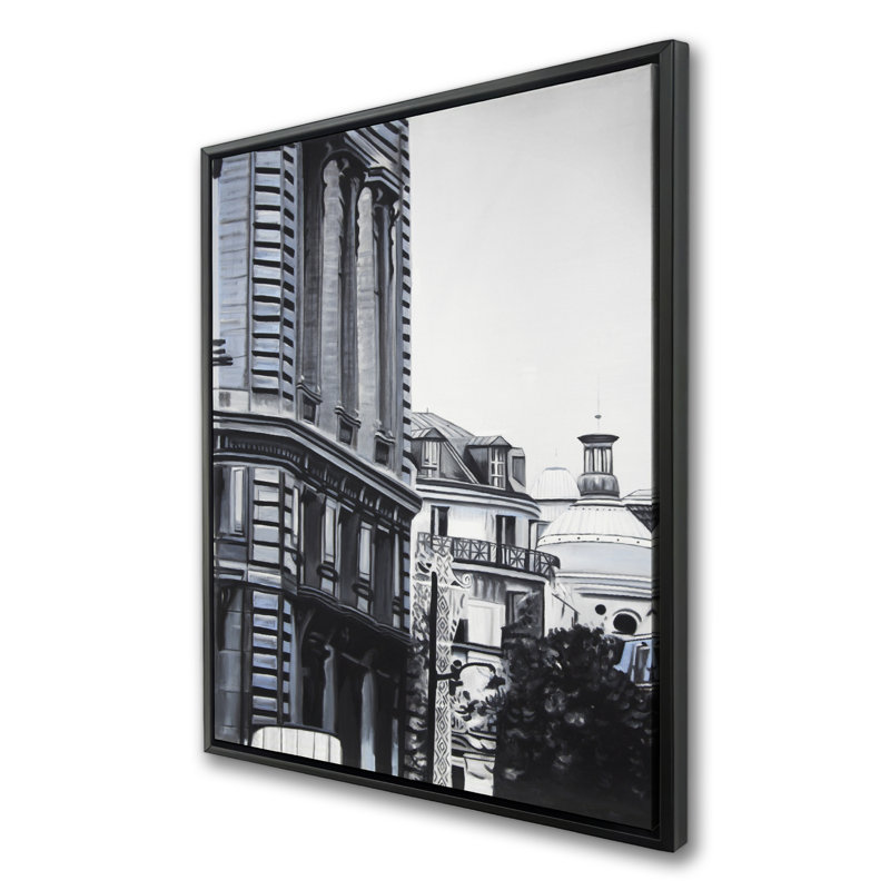 Historic Downtown - Blue Building Framed Canvas Home Decor