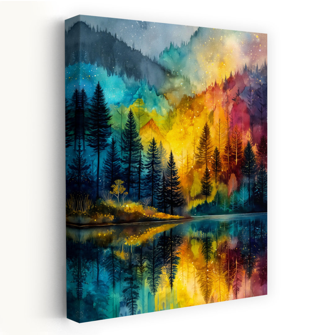 Fairy Forest And Lake Dreamy Ethereal Mystical Forest Landscape Wall Art Print