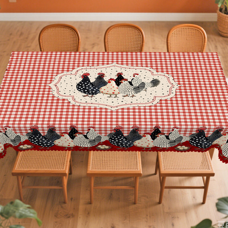 1pc Vintage Farmhouse Rooster Printed Tablecloth, Restaurant Decoration Tablecloth For Chicken Lover Birthday Parties, Party Countertop Decor, Daily Home Kitchen Tablecloth, Indoor And Outdoor Use, Autumn Thanksgiving Gifts For Family And Friends