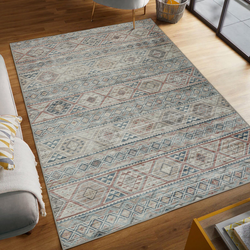 Tapis en chenille imprimé à la machine Wyatt & Ash Bruno, Rectangle 5 pi x 7 pi
