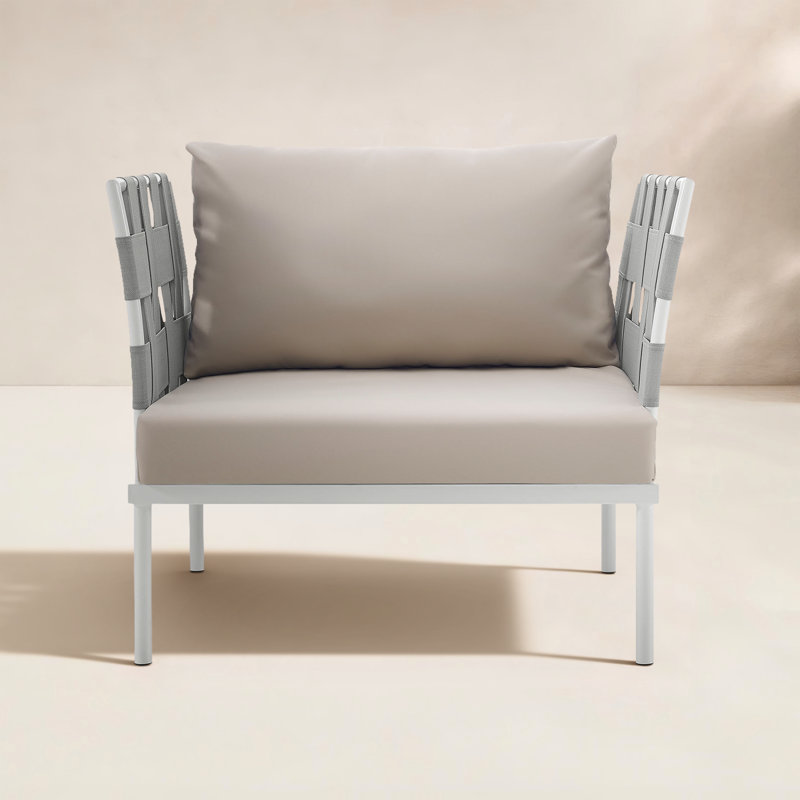 Harmony Outdoor Patio Aluminum Armchair, Beige