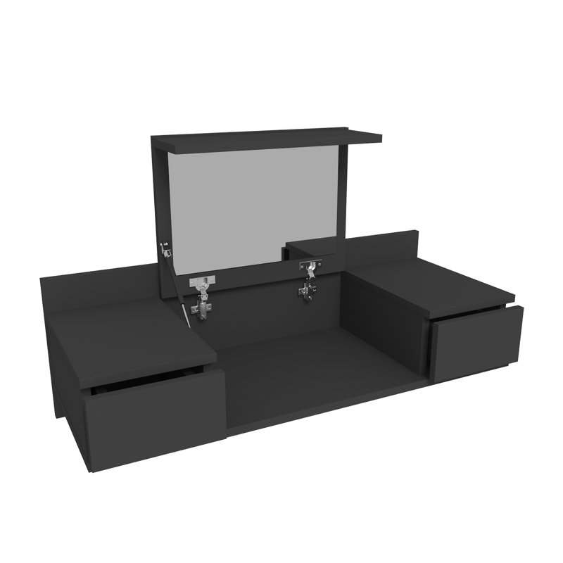 Zyshonne Dressing Table with Mirror, Anthracite