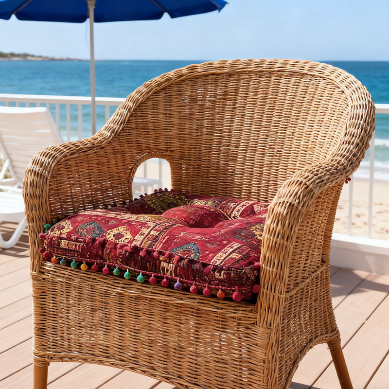 Square Tatami Seat Cushion, Red Bohemian