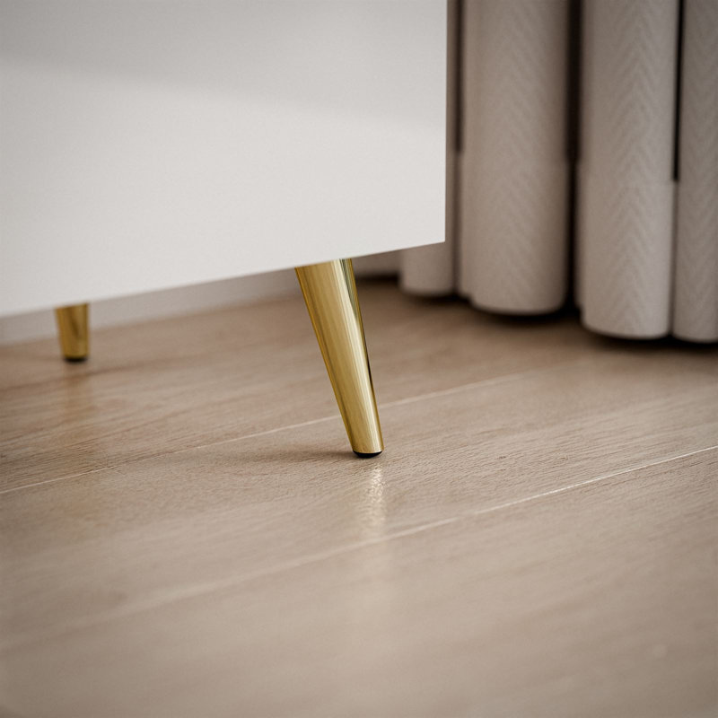 AURORA TV Stand on Legs, White