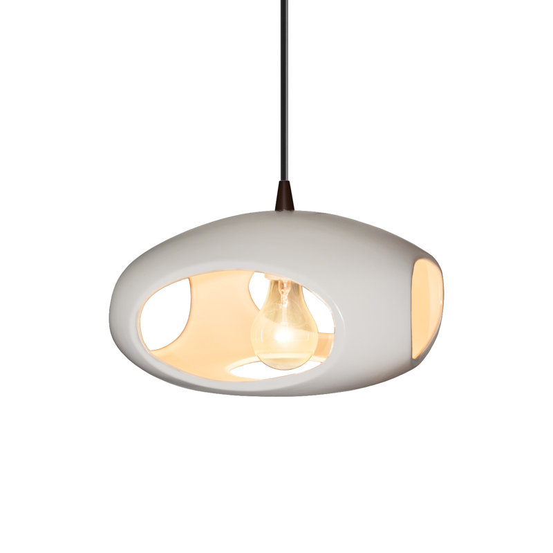 Luminaire suspendu géométrique à 1 lumière Logan, Bronze foncé, Blanc mat