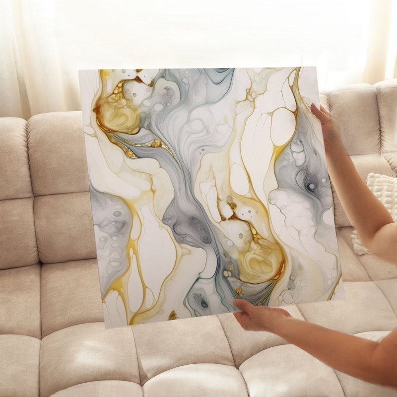 «Abstract Golden Strokes VII», reproduction d'art moderne sans cadre, H 28 po x l 28 po