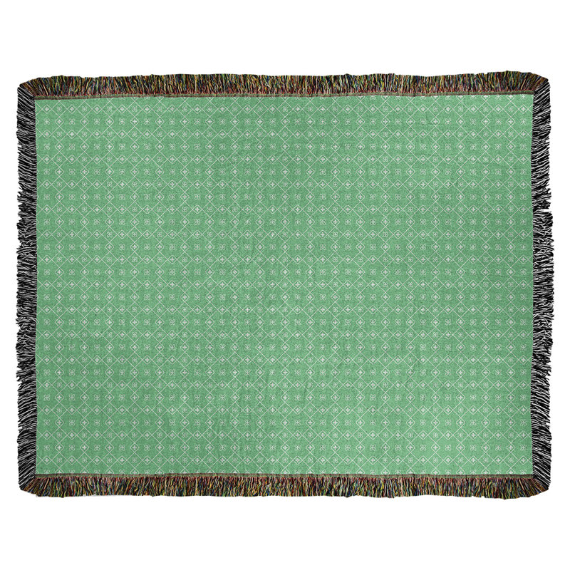 Couverture en coton tissé Katelyn Elizabeth, l 37 po x L 52 po, Vert / blanc