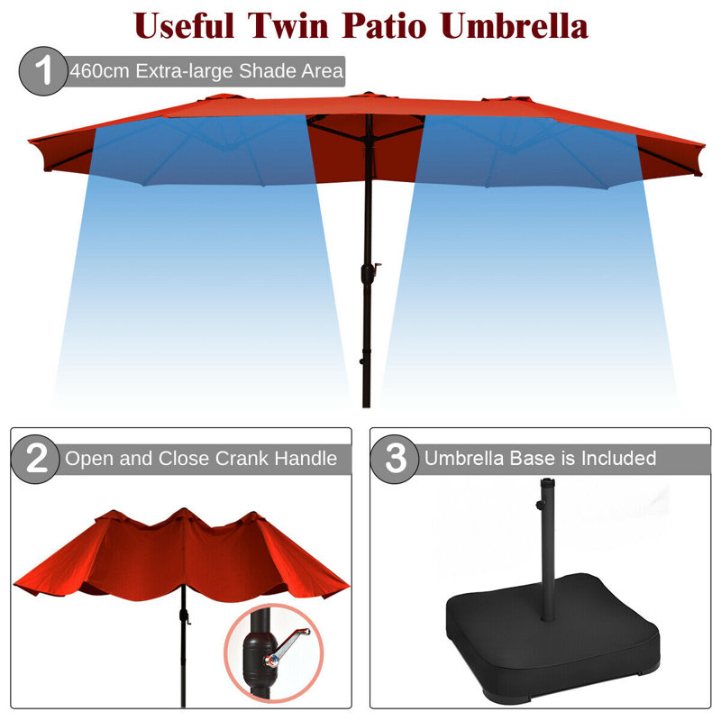 Ulrich 460cm Market Parasol, Red Wine