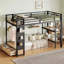Lit mezzanine en métal peu encombrant avec garde-robe intégrée et rangement perforé