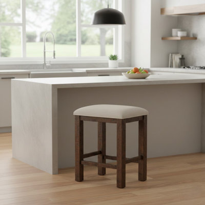 25 po. H Ensemble de 2 tabourets à hauteur de comptoir en bois de chêne / beige