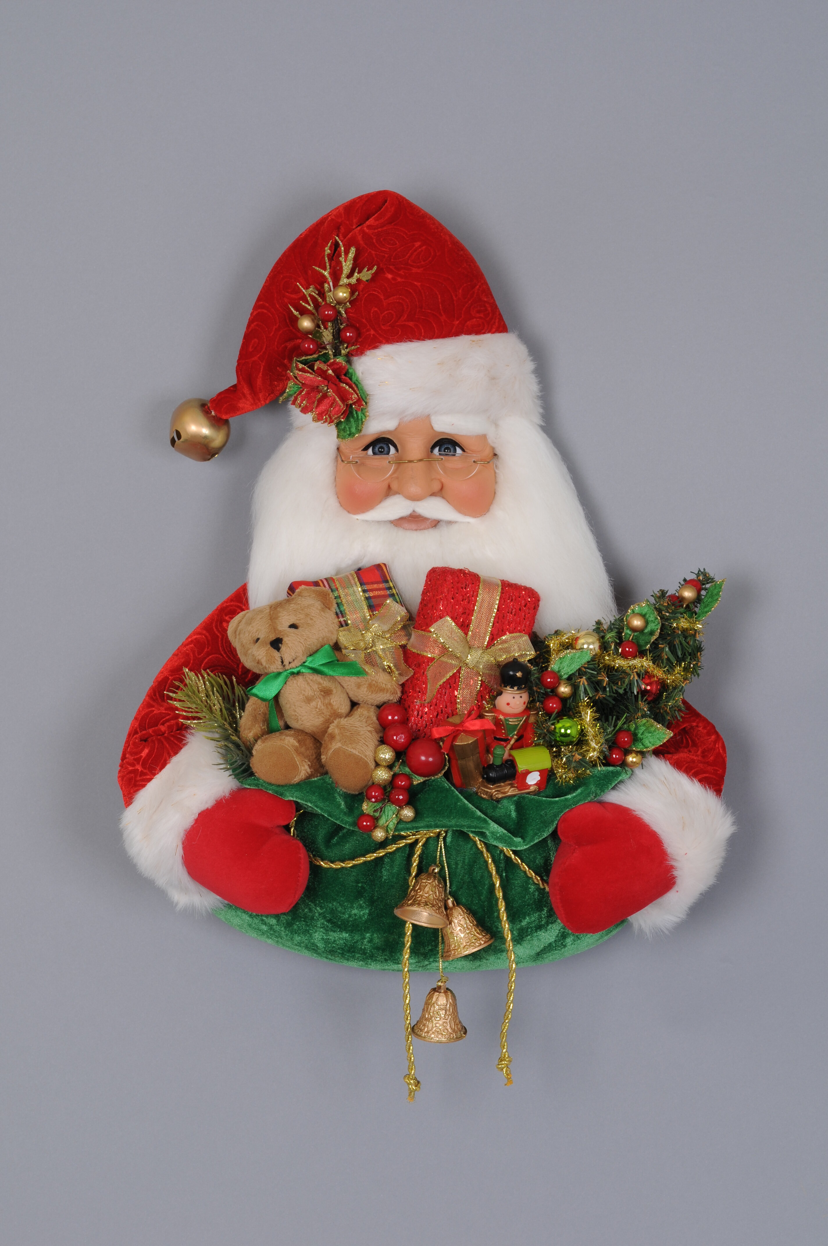 Karen Didion Christmas Santa Figurine Head with Gift Bag & Reviews