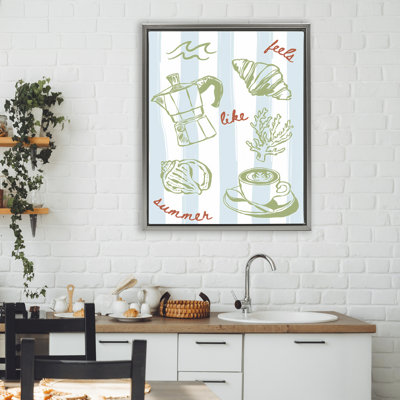 Cadre flottant Feels Like Summer sur rayures, design par The Prints Vibe