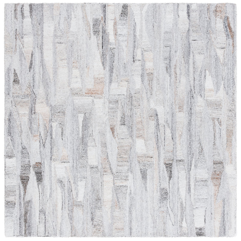 Raashid Abstract Hand Tufted Performance Abstract Rug, Square 6'