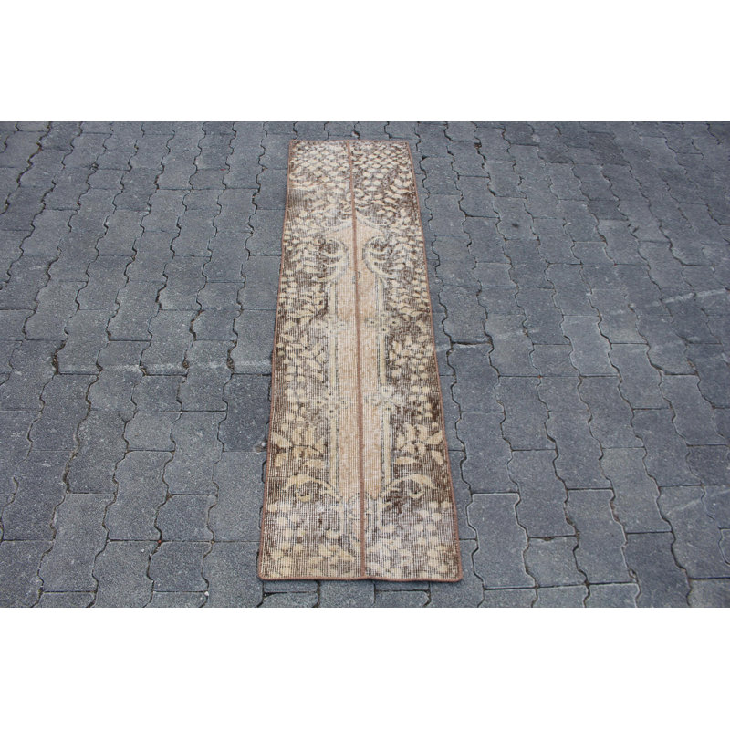 Small Beige Antique Turkish Oushak Rug - Vintage Wool Patchwork for Luxury Entryway Decor