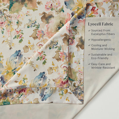 Eucalyptus Jardin Watercolor Floral Chic Casual 3 Piece Comforter Set