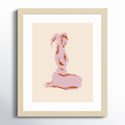 Nude With Arms Folded Over Her Head by Nantucket Wood Framed Wall Art Print
