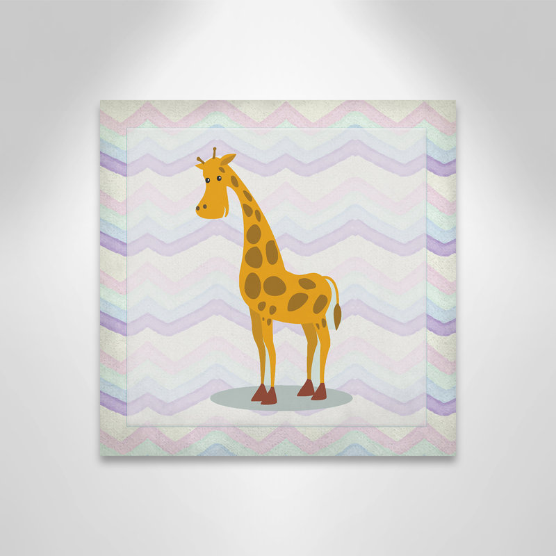 Décalcomanie murale «Pink Giraffe Time», Canevas, H 16 po x l 16 po x P 1,5 po