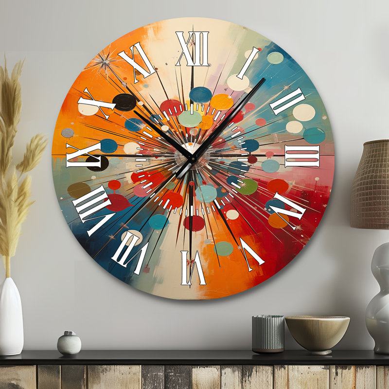 Horloge murale colorée Mid Century Century, Grand