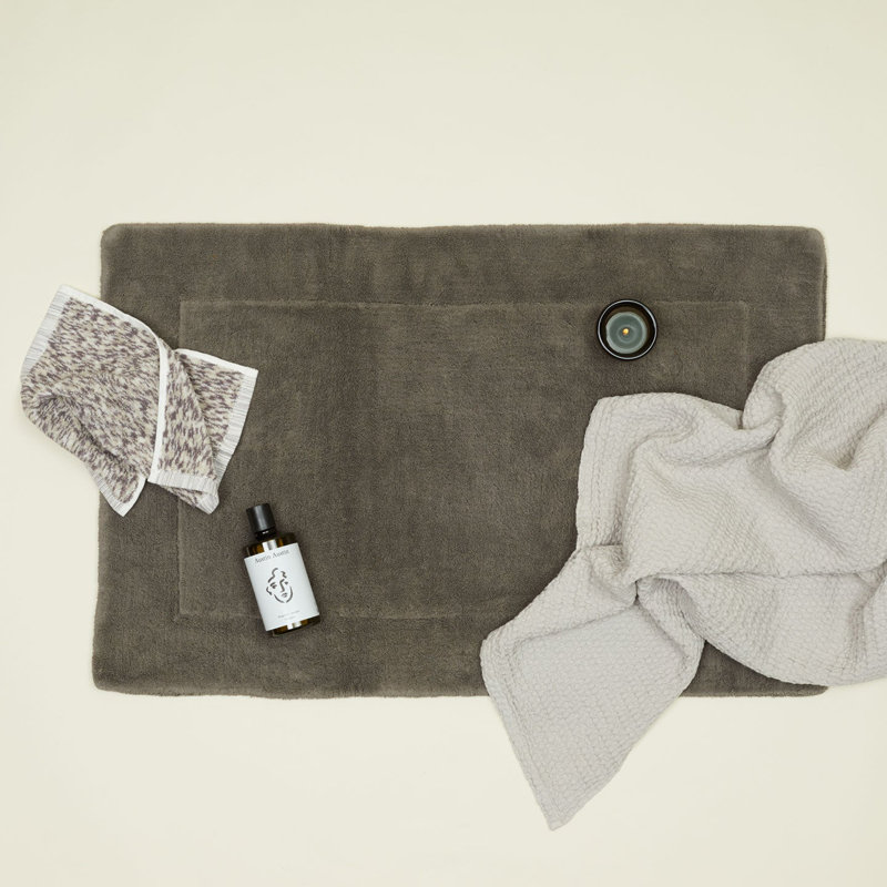 Cotton Reversible Bath Mat, Dark Gray