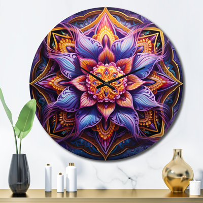 Horloge murale antique en métal Mandala II