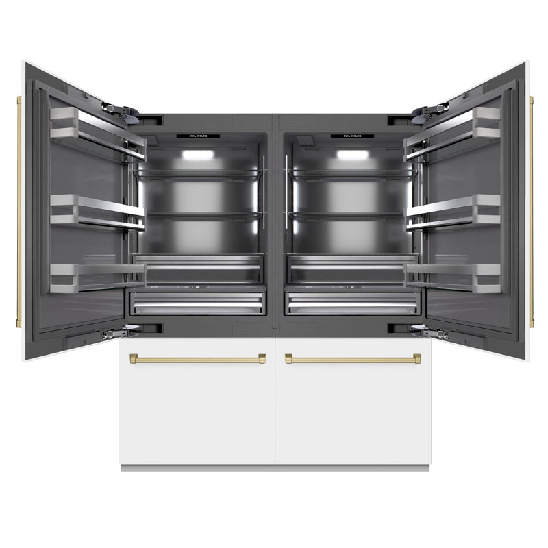 ZLINE Autograph Edition 72 in. 39.6 cu. ft. French Door Built-In Bottom Freezer Refrigerator with Water Dispensers and Ice Makers in Black Stainless Steel with Graphite Gray Interior and Accents