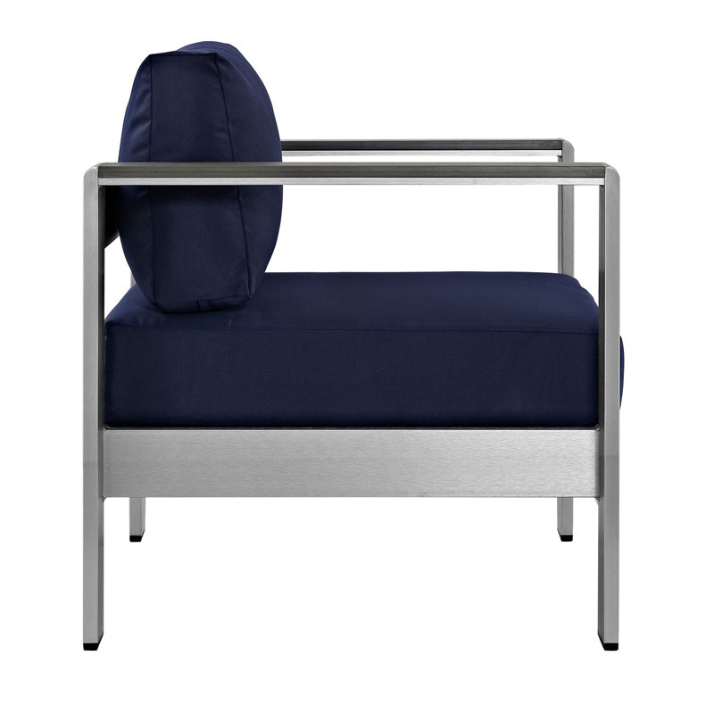 Shore Outdoor Patio Aluminum Armchair, Navy Sunbrella®