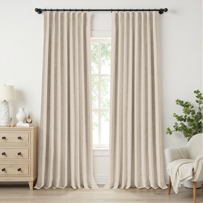 Birglinde Faux Linen Textured Thermal 100% Blackout Curtains for Bedroom Living Room Rod Pocket/Ring Clips, 50" W x 72" L