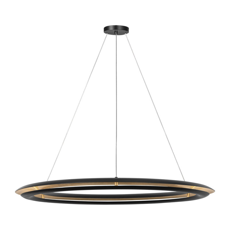 Chapman & Myers Cielo 1 Light Dining Room Chandelier With Shade, Midnight Black, 2.375" H x 42" W x 42" D, 45 W