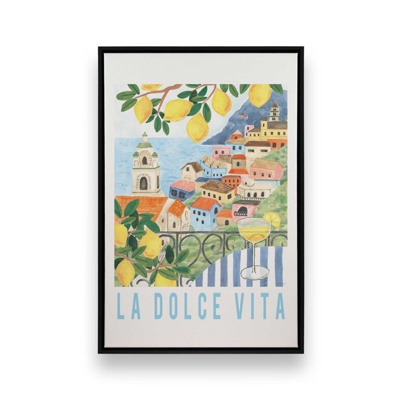 Imprimé La Dolce Vita, H 18,75 po x l 12,75 po, Noir satiné