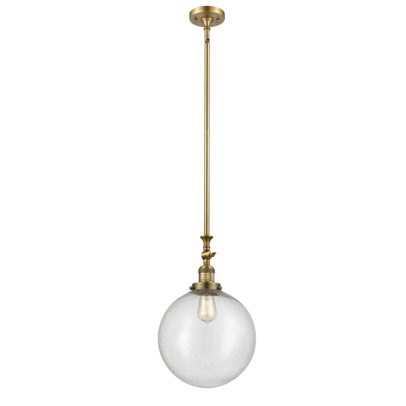 Luminaire suspendu sphère 1 lumière Clermont, Ampoule non incluse, Grainé, Laiton brossé