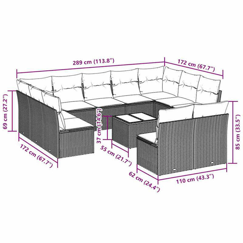  Garden Sofa Set Light Grey