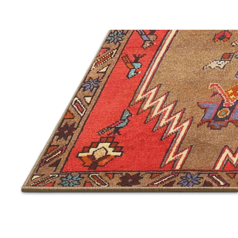 Tapis traditionnel rouge / brun, Rectangle 8 pi x 12 pi