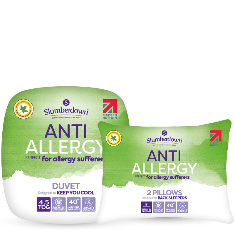 Slumberdown Anti Allergy 4.5 Tog Summer Duvet with 2 Pillows, Super King