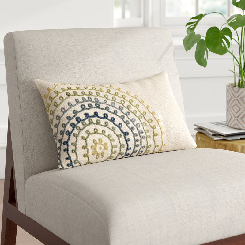 Embroidered Outdoor Throw Pillow, Coral