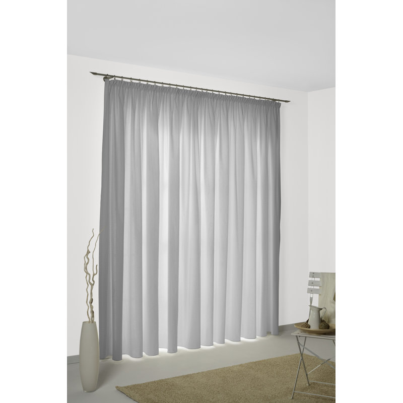 Kyrstan Pencil Pleat Room Darkening Thermal Single Curtain, 132cm Width x 175cm Drop, Grey