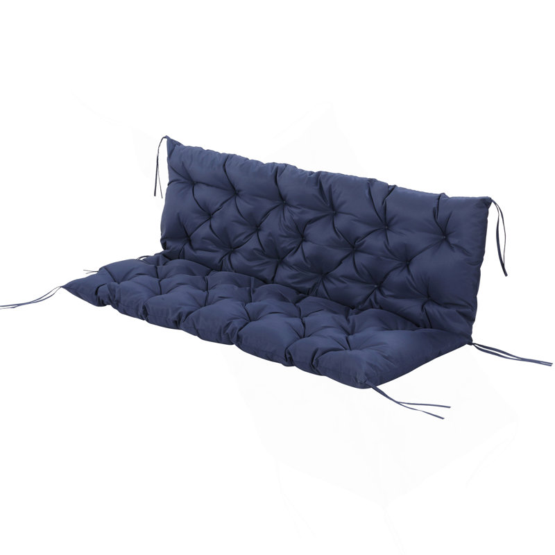Tufted Bench Cushions for Outdoor Furniture, 3-Seater Replacement for Swing Chair, Patio Sofa/Couch, Overstuffed, Includes Backrest, Dark Blue