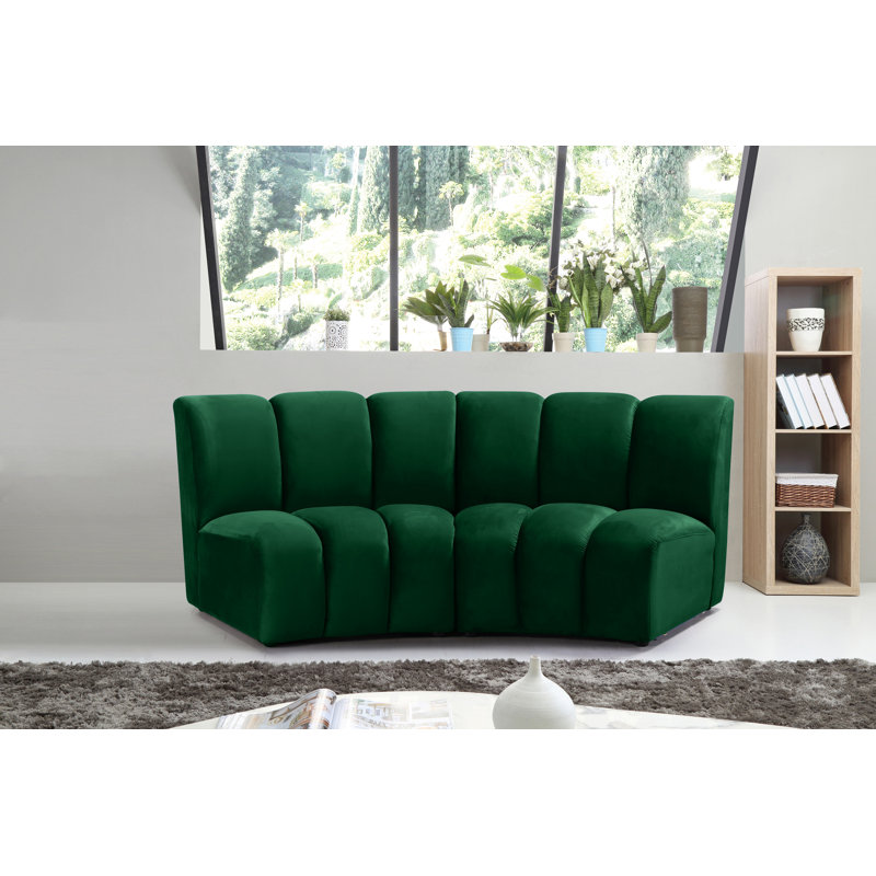 Infinity Wide Velvet Symmetrical Corner Sectional, Green Velvet, 2-Piece