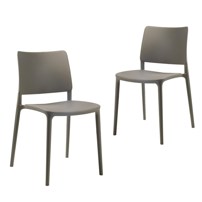 Maggiorina Stacking Patio Dining Side Chair, Taupe