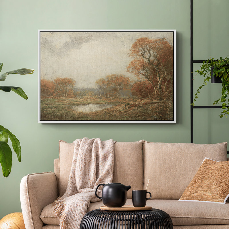 Paysage rétro DCBV, H 17 po x l 25 po x P 2 po, Toile encadrée flottée blanche