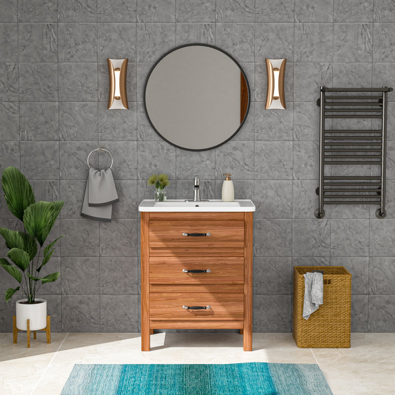 Plateau de meuble-lavabo simple en céramique 28 po avec lavabo 28 po