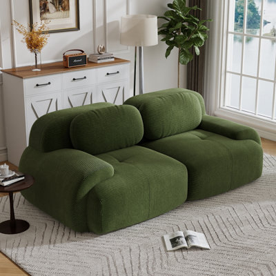Boneless 82'' Loveseat Sofa In Luxurycorduroy Fabric Modular For Free Combo Separation Curved Armrests ,anti-slip Design High-resilience Sponge Fits Living Rooms Bedrooms Audiovisual Room