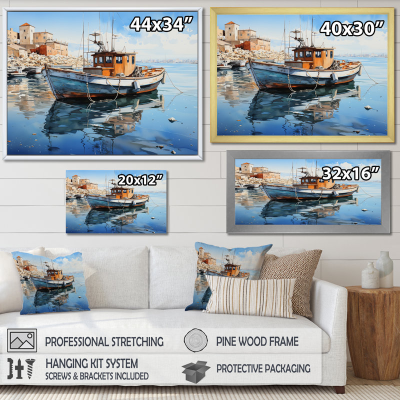 Port Harbor Reflections VI, Cadre flottant noir, H 24 po x l 32 po x P 1 po