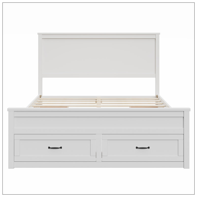 Cadre de lit grand format avec rangement en bois - 6 tiroirs - Lit plateforme - Blanc, Blanc